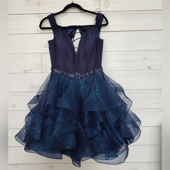 dark blue tunic dress Kallmeyer Mockneck Tunic Dress Navy Linen main image 1